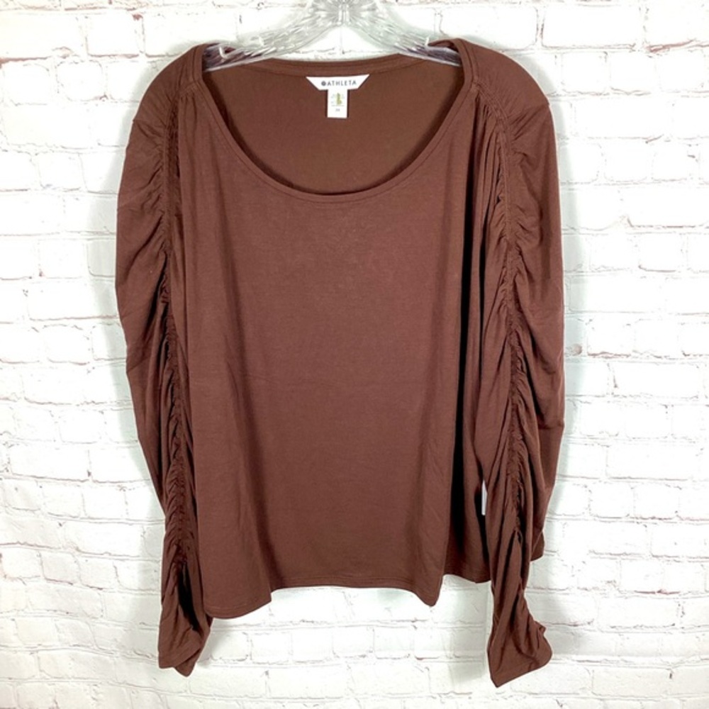 NWT ATHLETA All Around Ruched Top‎ Brown Women’s Size 3X Semi-Fitted Crop Length